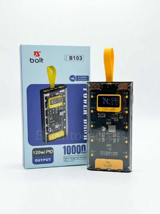 Bolt B103 22 W PD Fast Charging 10000mAh Transparent Power Bank With Digital Display