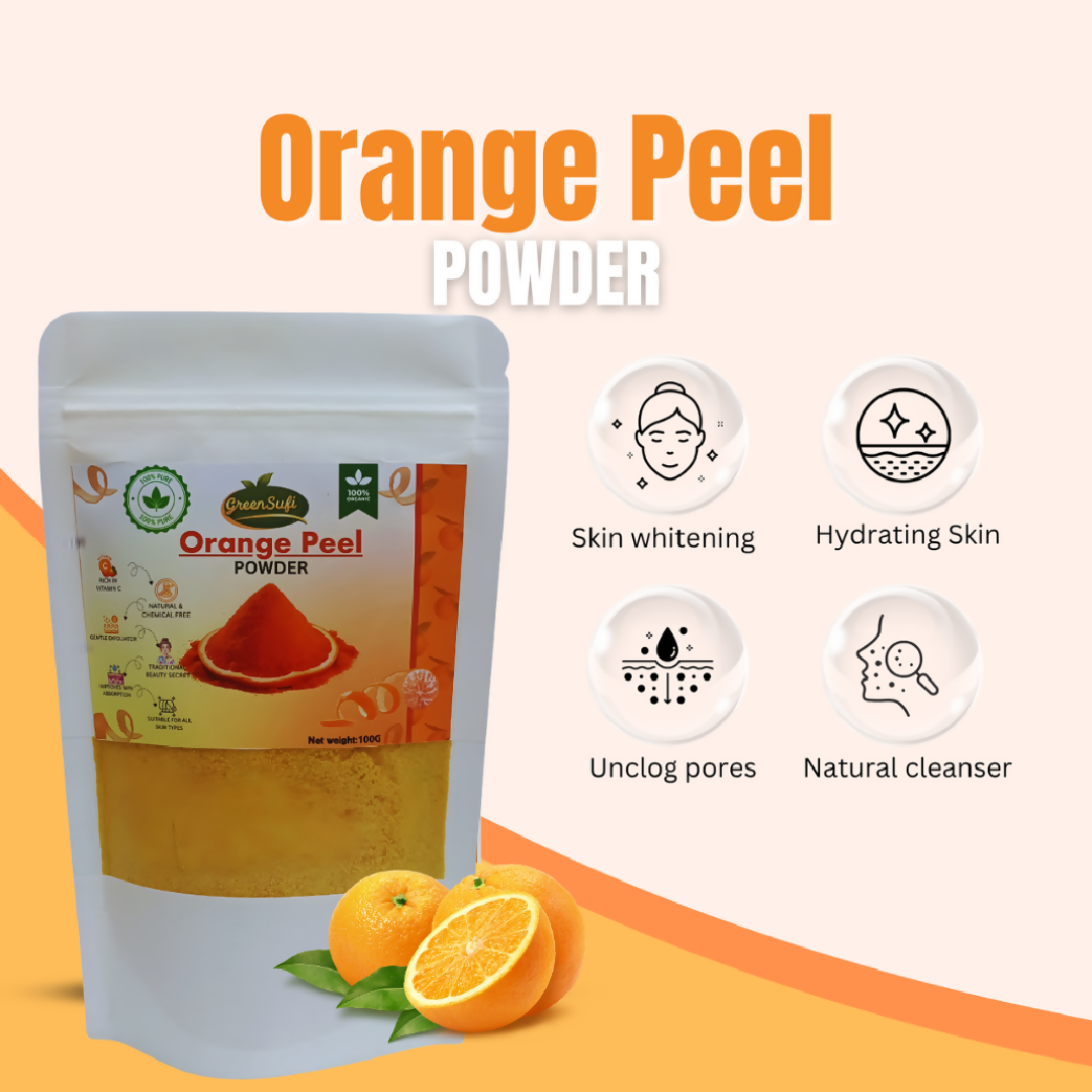 Green Sufi Organic Orange Peel Powder 100g For Skin Brightening Anti-Aging