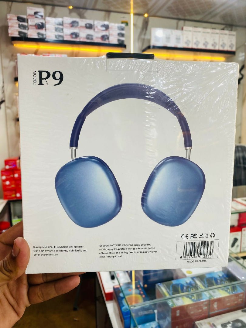 P9 Wireless Bluetooth Headphones Fidelity Stereo Sound with Foldable Design Soft Cushion Comfort and Multi Mode Playback Mix Color