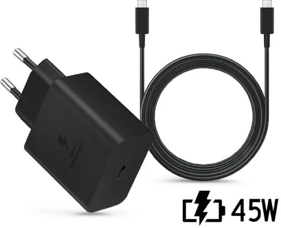 Samsung 45w Super fast Charger With Type c to C cable Complete Charger Set