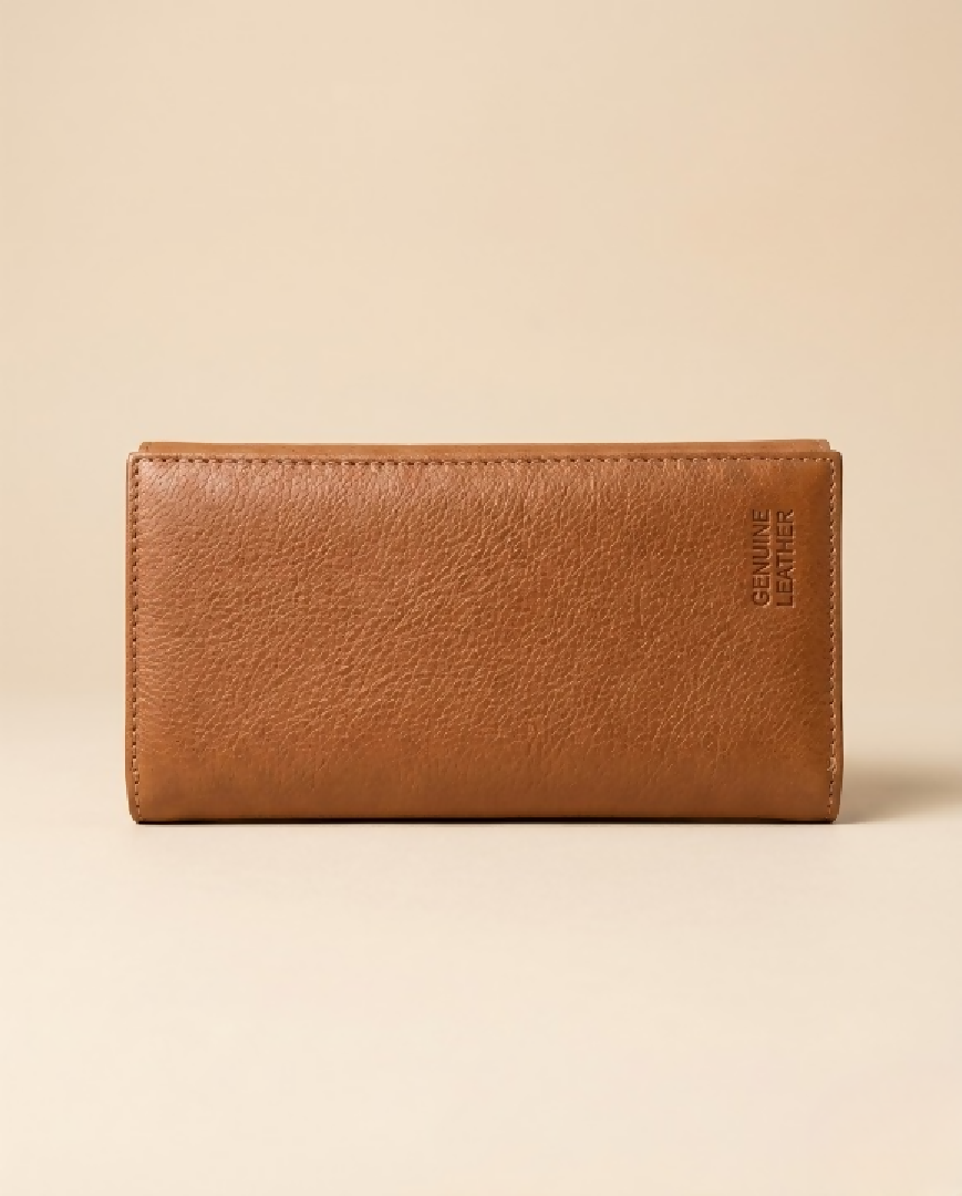 Premium Genuine Leather Long Wallet For Men Women Black