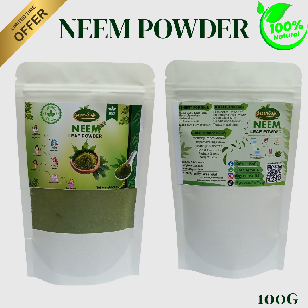 Natural Neem Sidr Powder Combo Pack 200g 100g Each Organic Solution for Acne Psoriasis and Dandruff Relief