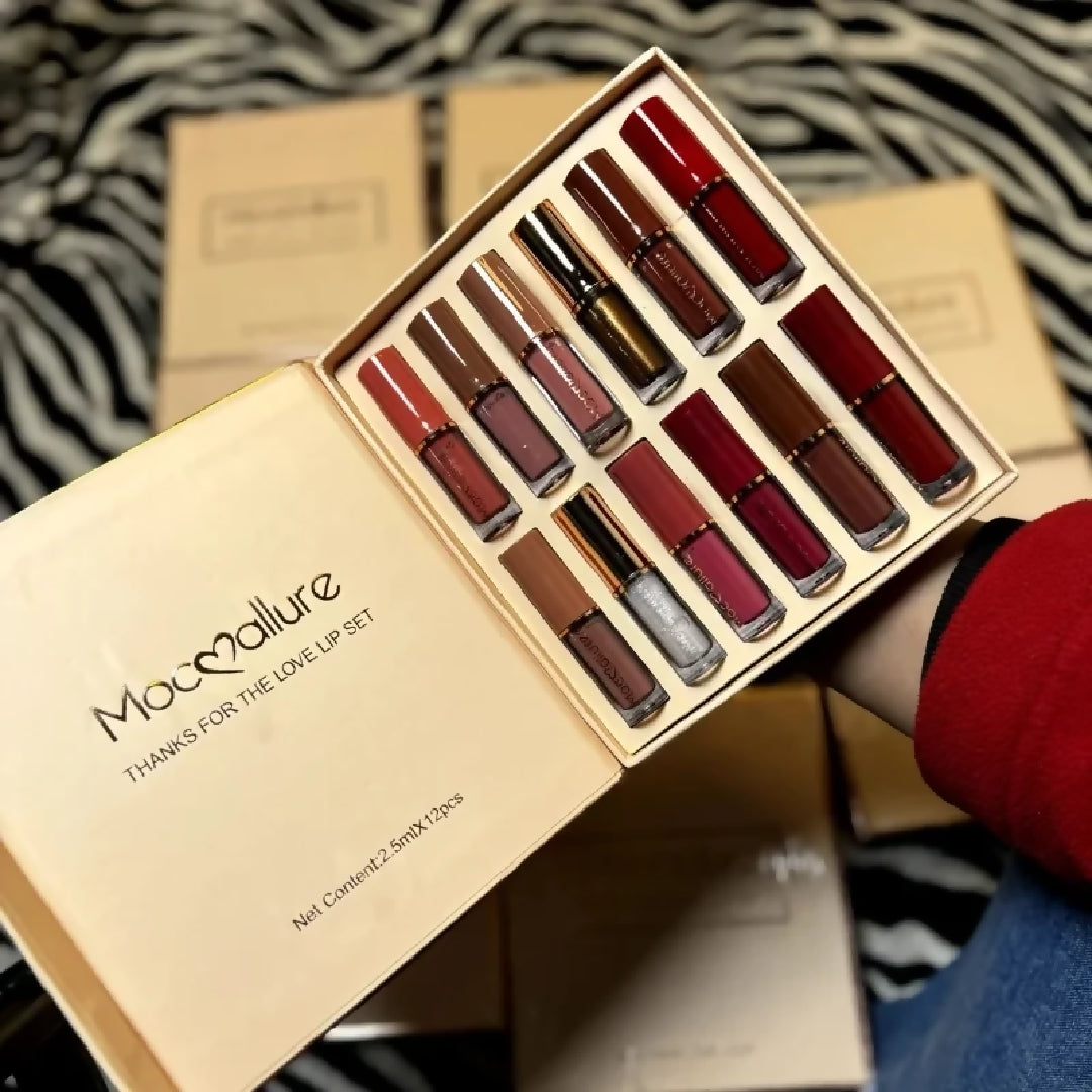 12 Pcs Mocallure Matte Liquid Lipstick Set High-Pigment Waterproof and Long-Lasting