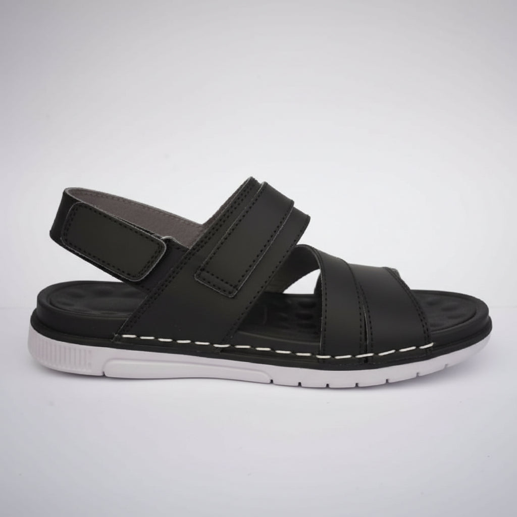 Leather sandals for men colour black