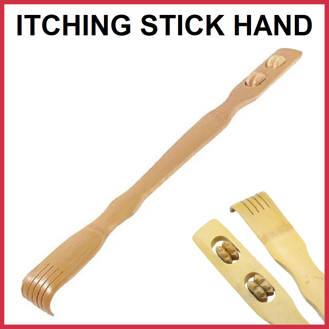 2 Pcs Wooden Back Scratcher Massage Stick Long Handle Backscratching Sticks with Roller for Itch Relief Body Relaxation