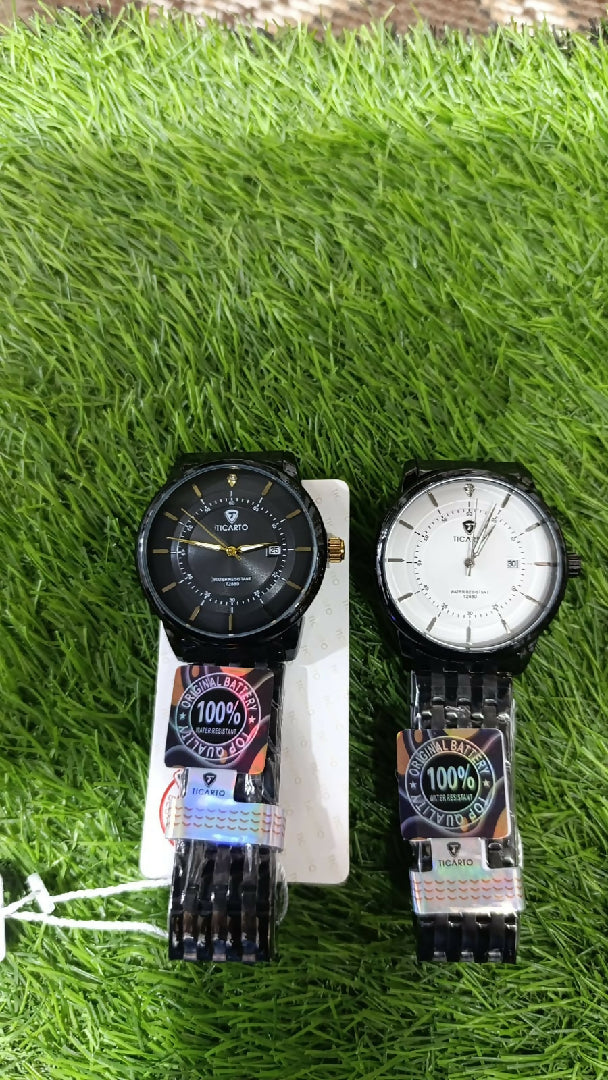 TCARTO Premium Black Skeleton Watch
