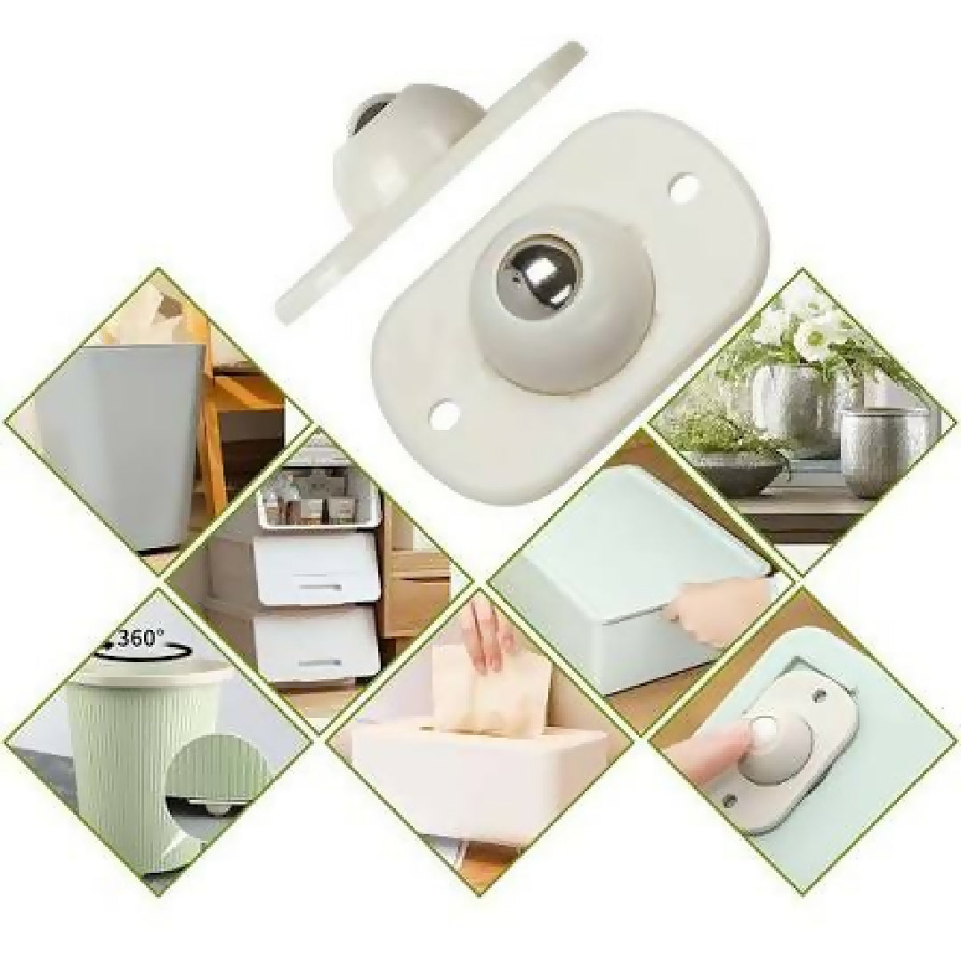 4PC Pulley Wheels Self Adhesive Pulley 360 Rotating Wheels Mini Swivel Casters Wheels Universal Wheels For Furniture Various Storage Boxes