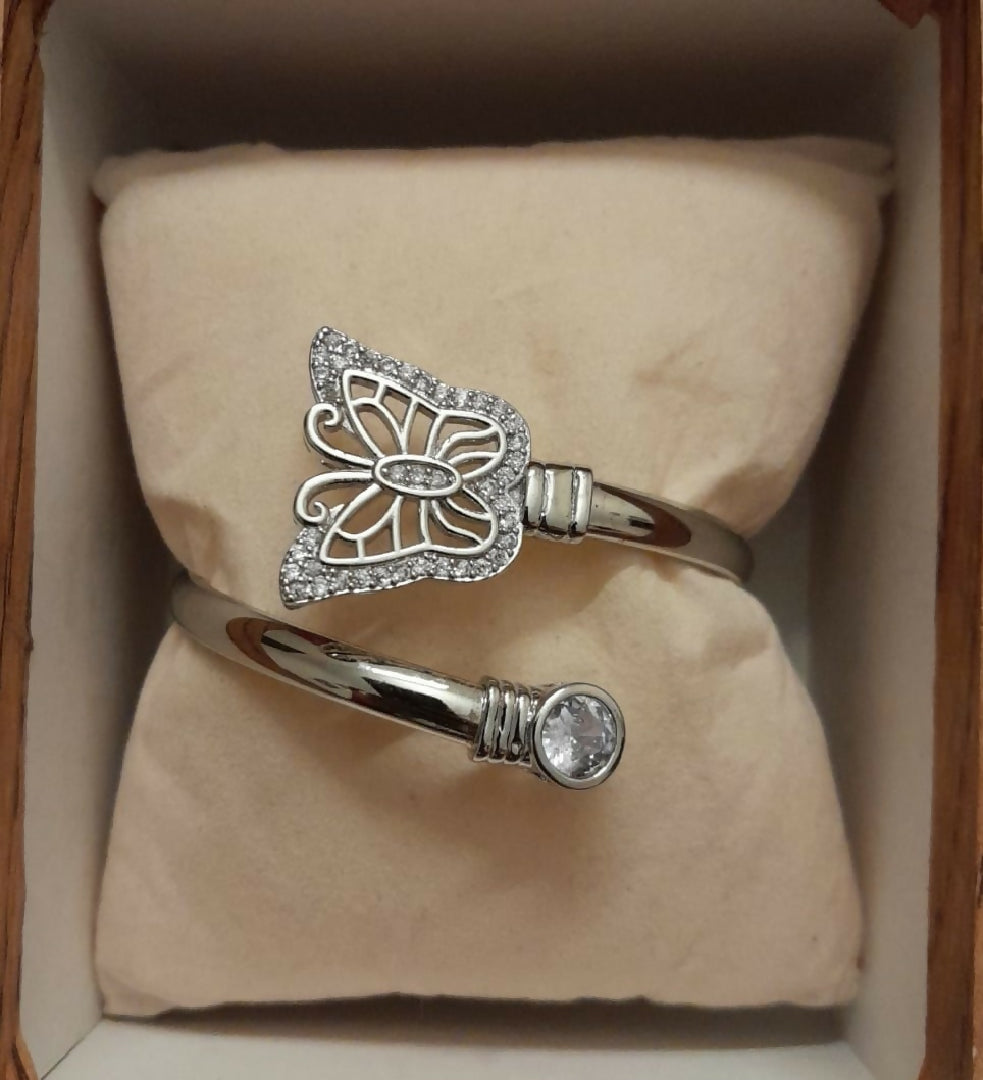 Adjustable Butterfly Style Bangles – Elegant Silver Finish (Open Size Fit)