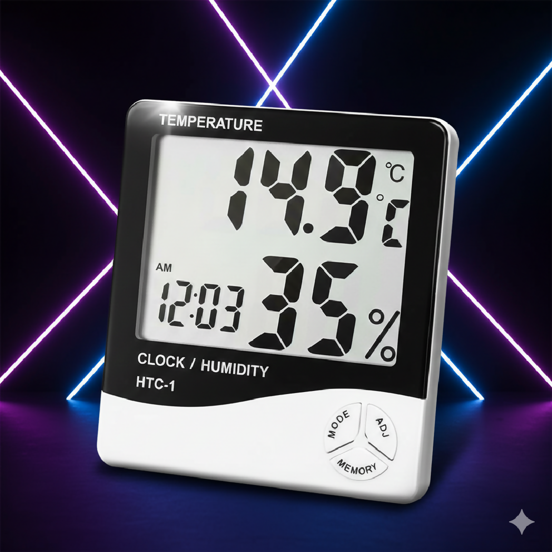 Professional LCD Indoor Temperature Humidity Monitor Large Display Accurate Readings Free Battery
