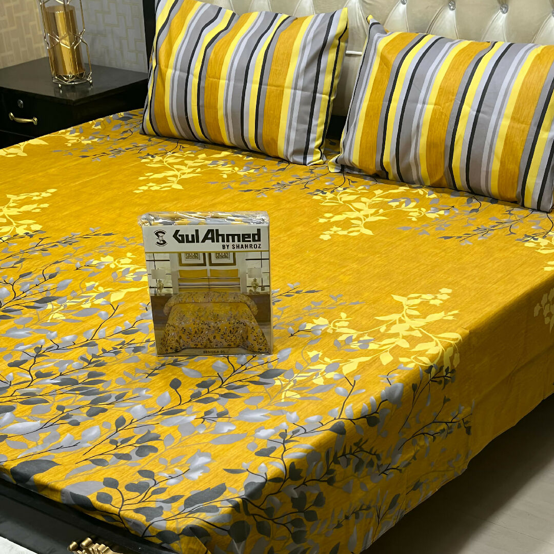 Premium Cotton Salonica Printed King Size Double Bed Sheet with 2 Pillow Covers for Gifting and Home Use