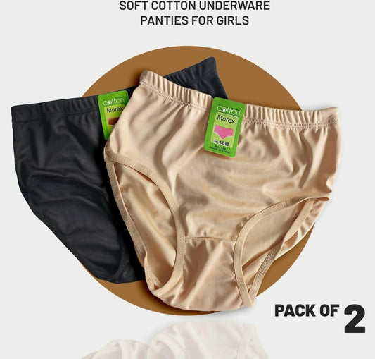 Pack of 2 Cotton Panties - Comfortable Lightweight Plain Design - S M L - Random color - Large