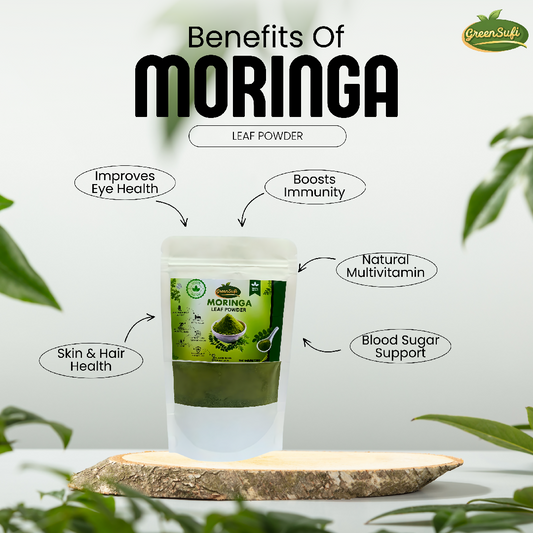 GreenSufi Premium Moringa Powder 100g High Protein Superfood for Weight Loss and Metabolism Raw Sohanjna Herbal Supplement