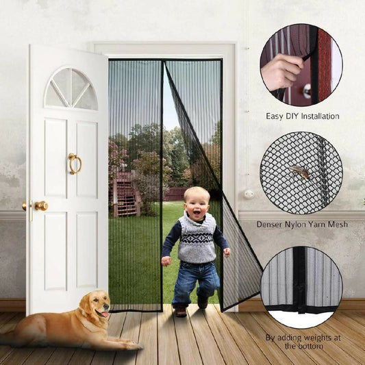 Magic Mesh Deluxe Hands Free Magnetic Screen Door Mesh Curtain Keeps Bugs Out