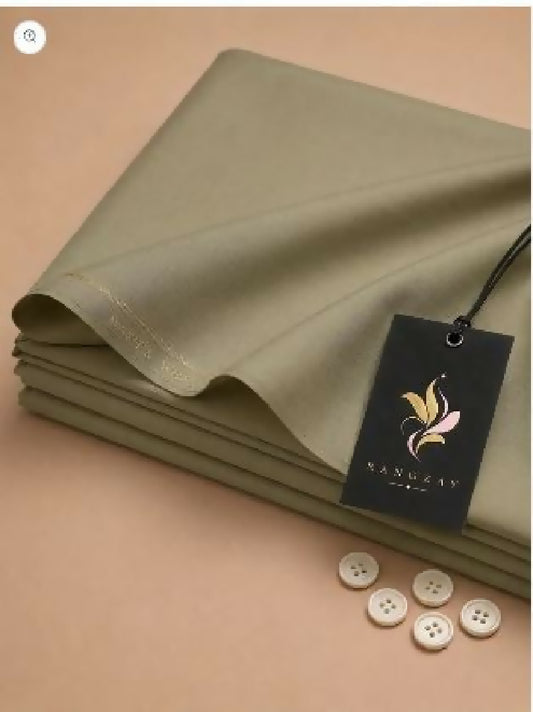 Olive green Wash n Wear unstitched four meter fabric
