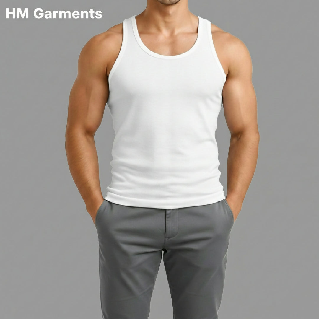 Premium White Sleeveless Vest Pack of 3 High Quality Combed Cotton