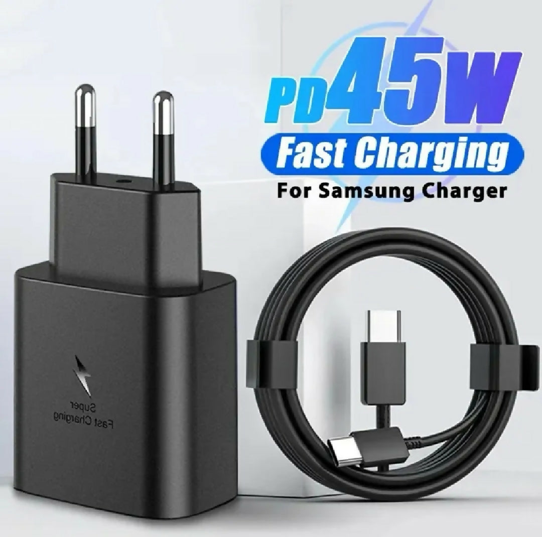 Samsung 45w Super fast Charger With Type c to C cable Complete Charger Set