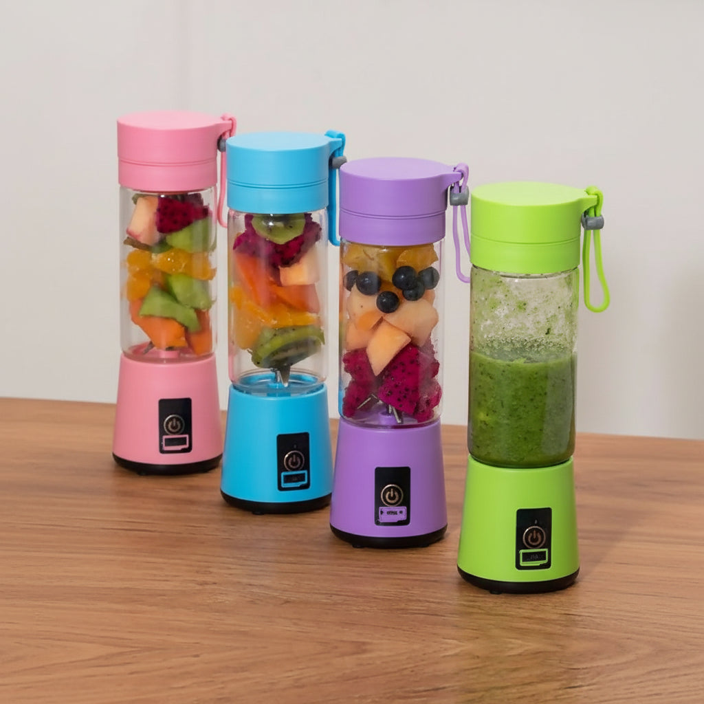 Rechargeable Portable Mini Juicer Blender - 6 Blades 380ml Outdoor Juicing Cup Random Color - With Box