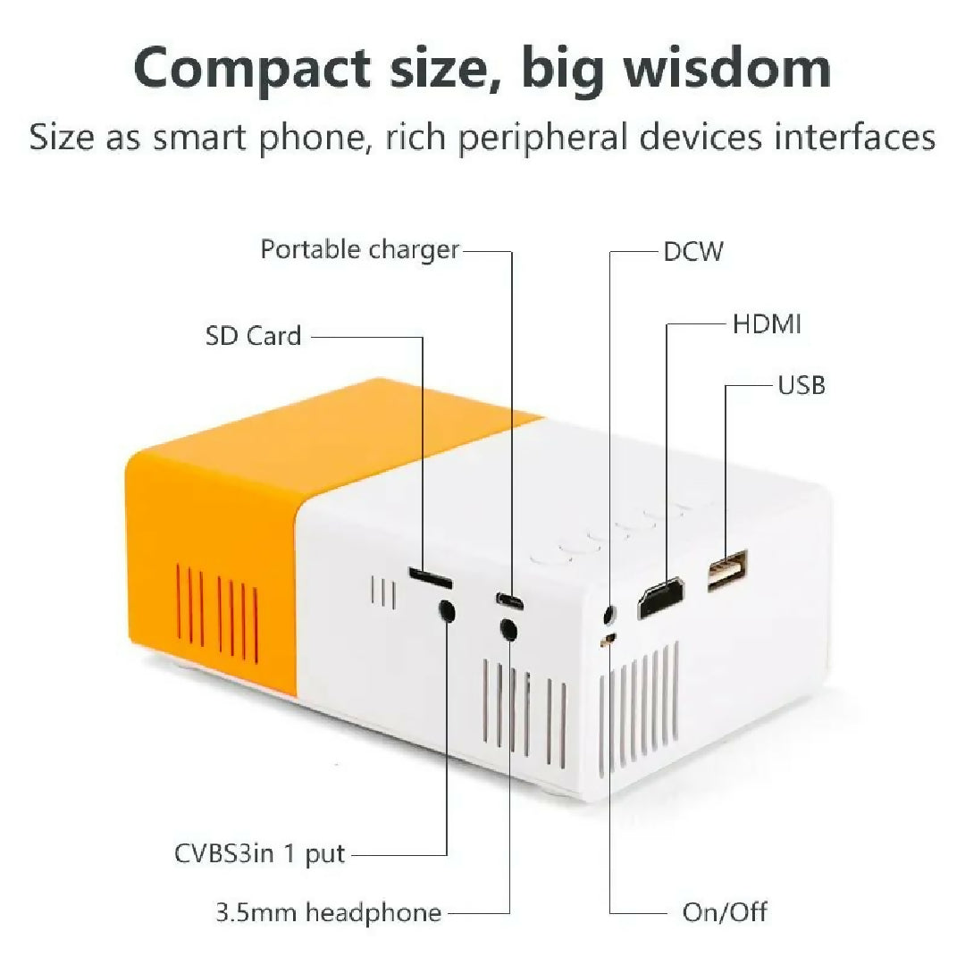 Portable YG300 Mini LED Projector A1 LED LCD Mini Video Projector International Version Compact Home Theater White Yellow