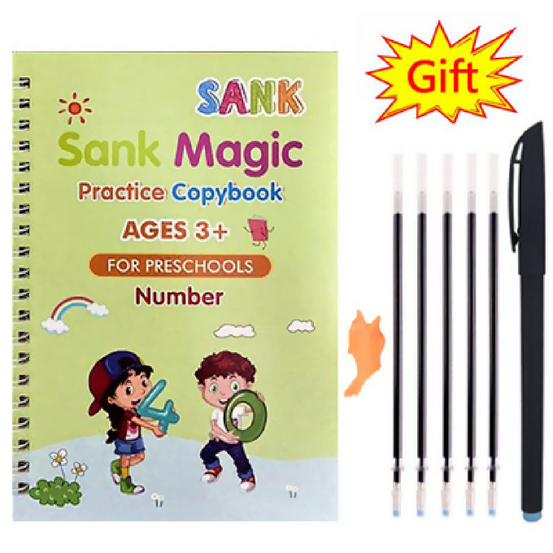 Pack Of 4 Pcs With 10 Refill Copybooks Pen Magic Copy Book Free Wiping Childrens Kid Writing Sticker Practice Copybook For Calligraphy