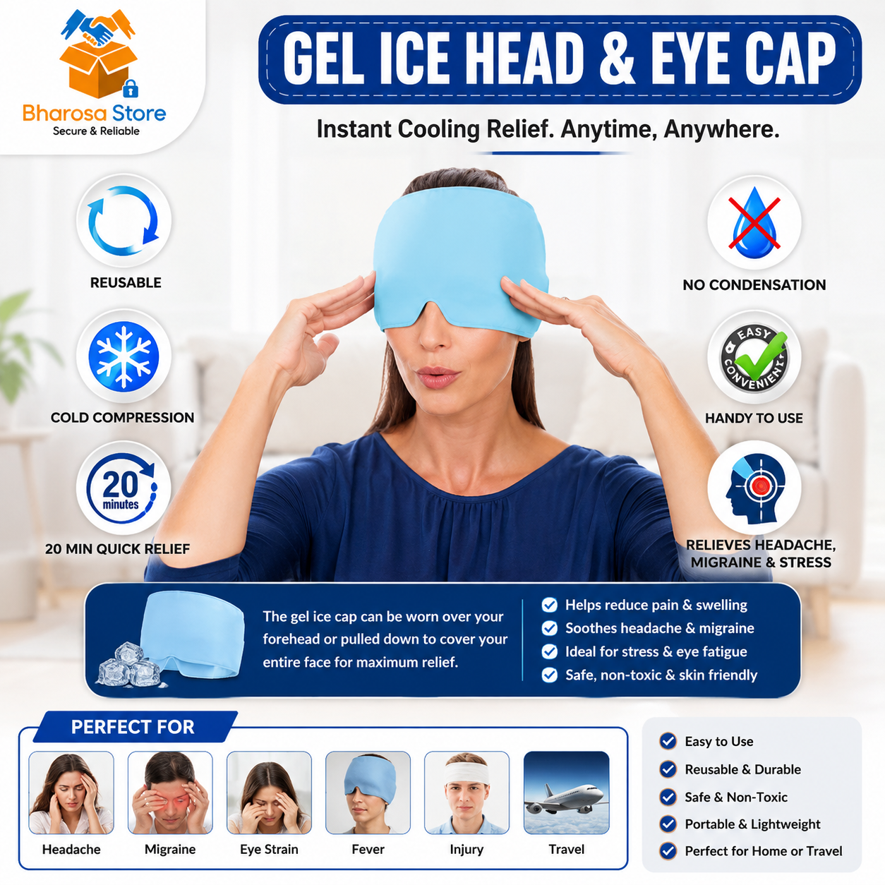 🧊 MigraCool Ice Relief Cap (Free Shipping)
