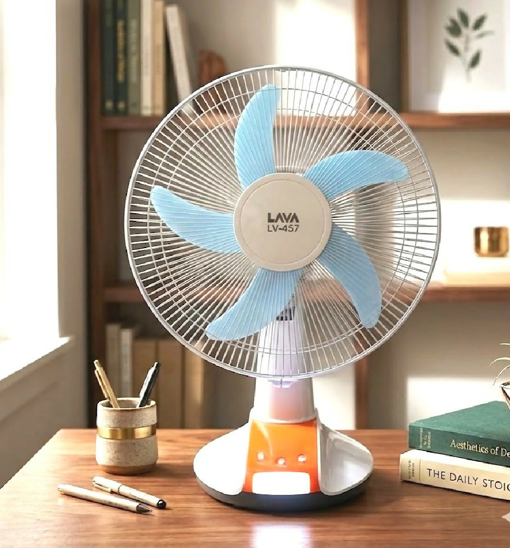 LAVA 457 RECHARGEABLE Blue and White colour FAN 1 Piece
