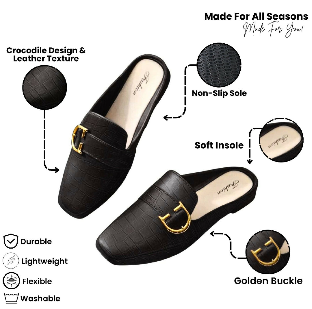 Rubber summers half shoes korean style with golden buckle