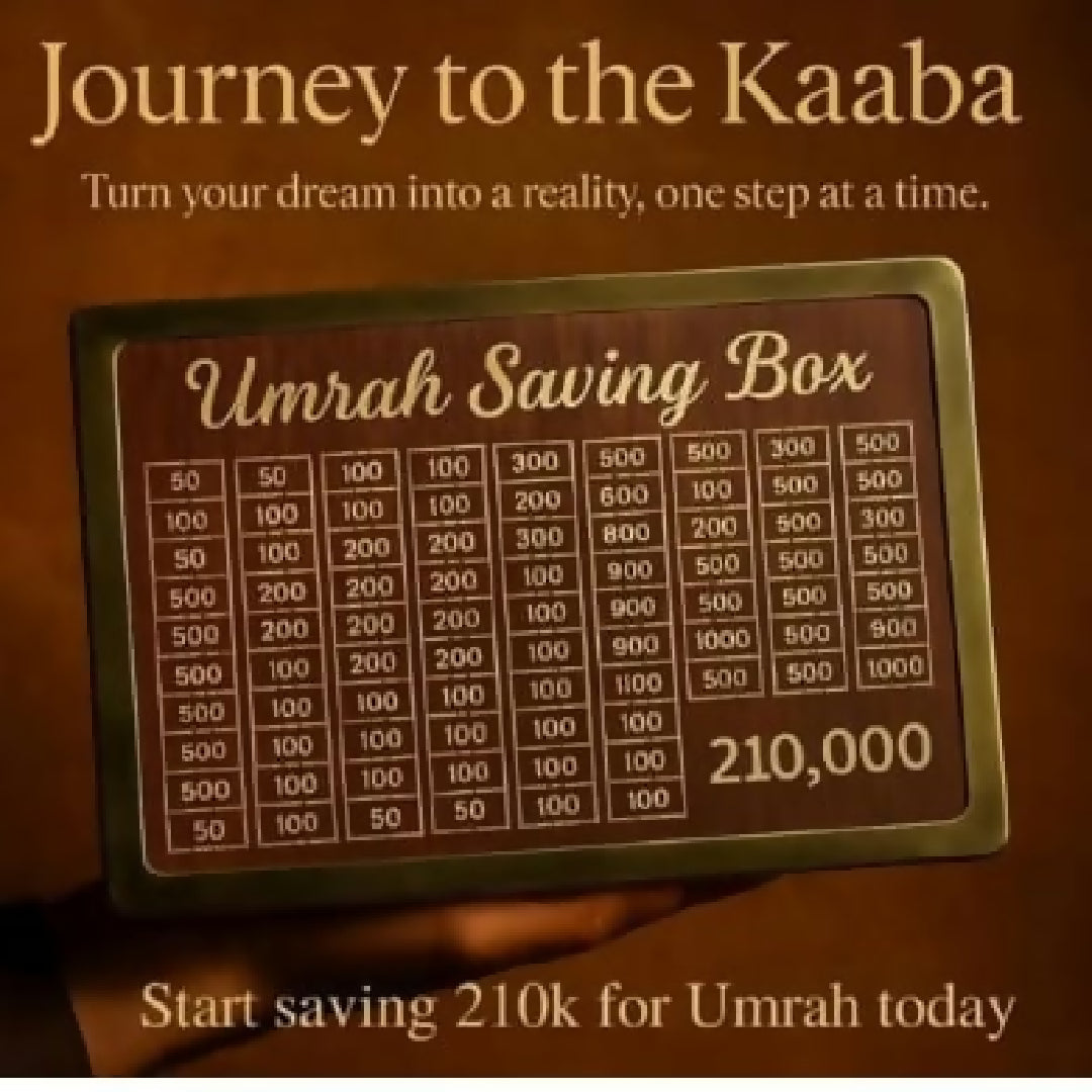 Umrah Saving Box Wooden Umrah Saving Box 280 Days Savings Plan Islamic Halal Money Jar for Hajj AND Umrah