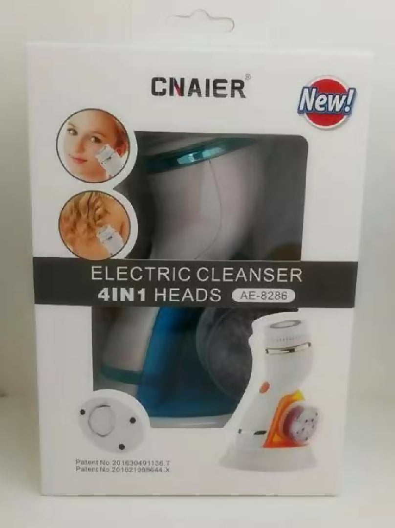 Cnaier 4 in 1 Electric Cleanser Facial Cleansing Brush Massager Face Brush Set Electric Rotating Face Scrubber for Deep Cleaning Exfoliating Blackhead Removing