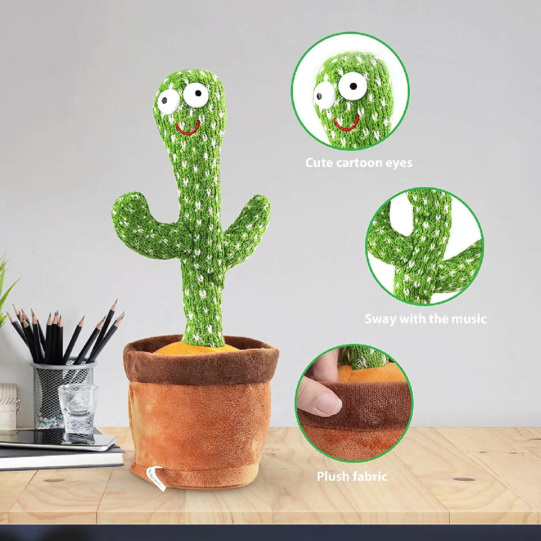 Dancing Cactus Toy - Talking Cactus - Tree Cactus Plush Toy for Children Kids Toddlers - Rechargeable Cactus Toys For Kids - With Box - With Cap