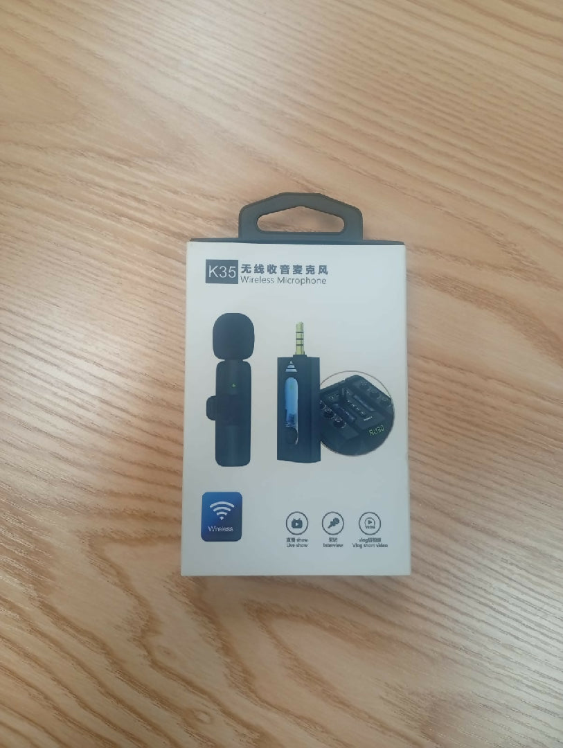 K35 Wireless Single Microphone High Quality 24GHz Lapel Mic Set with 35mm Receiver for Mobile Phones Cameras Speakers Vlogging Double Mic