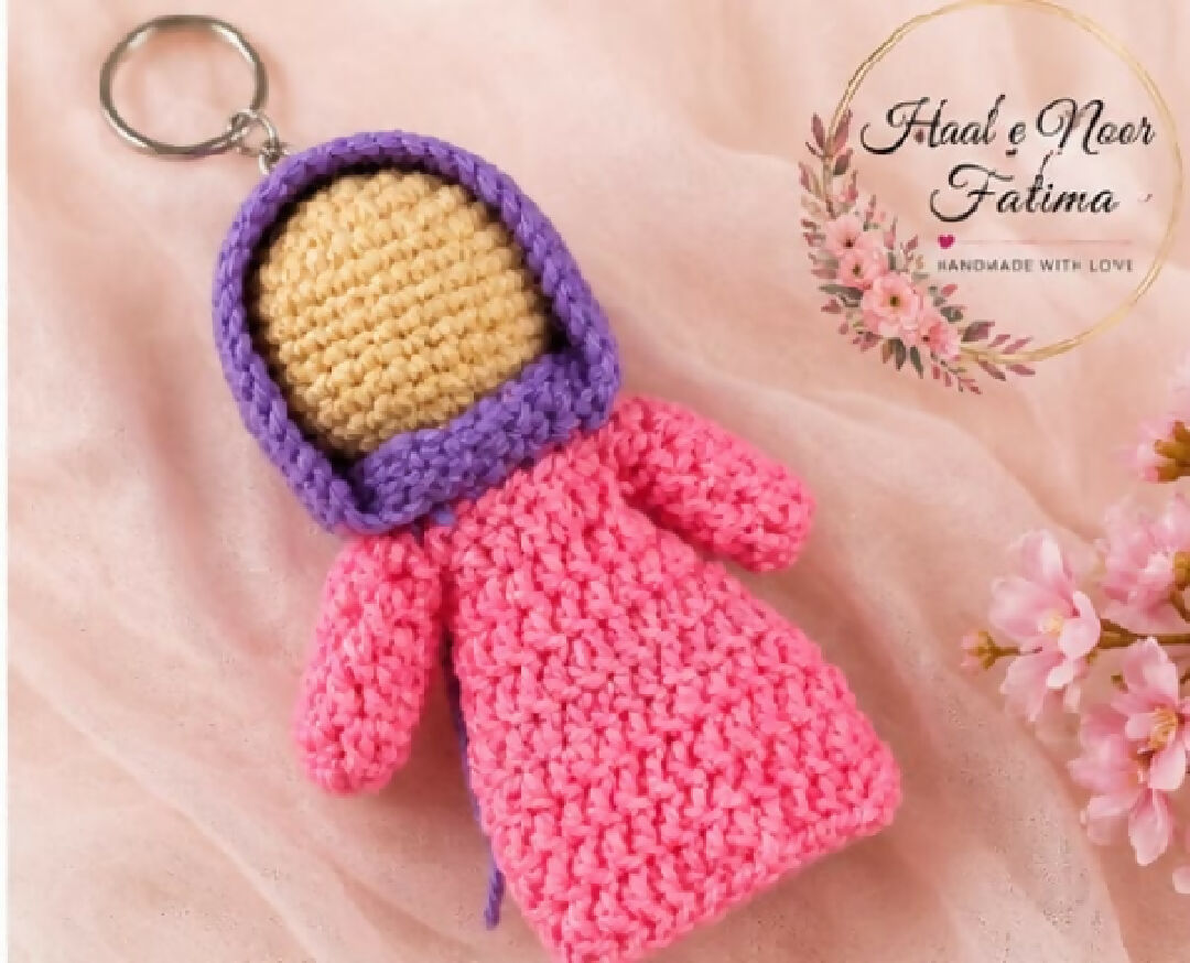 Handmade Crochet Hijabi Doll Keychain Charm gift