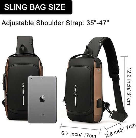 Chest Bag Multifunction Crossbody Sport Running Travel Sling Pack Anti theft USB Charge Shoulder Messenger Pack Luxury Brand Men