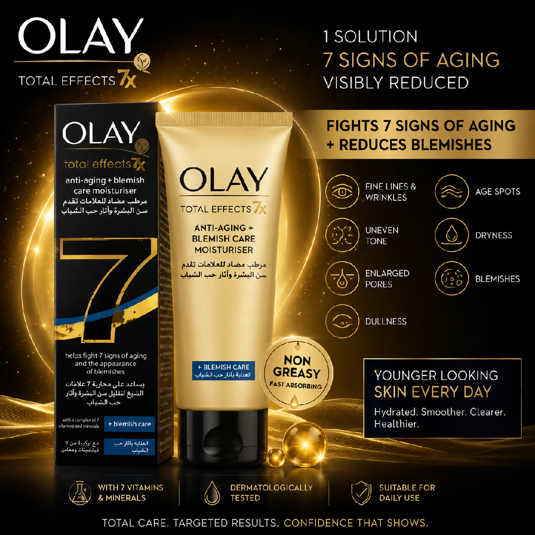 Olay Total Effects 7 In One Anti Aging Blemish Care Moisturiser 50g Non Greasy Daily Face Cream