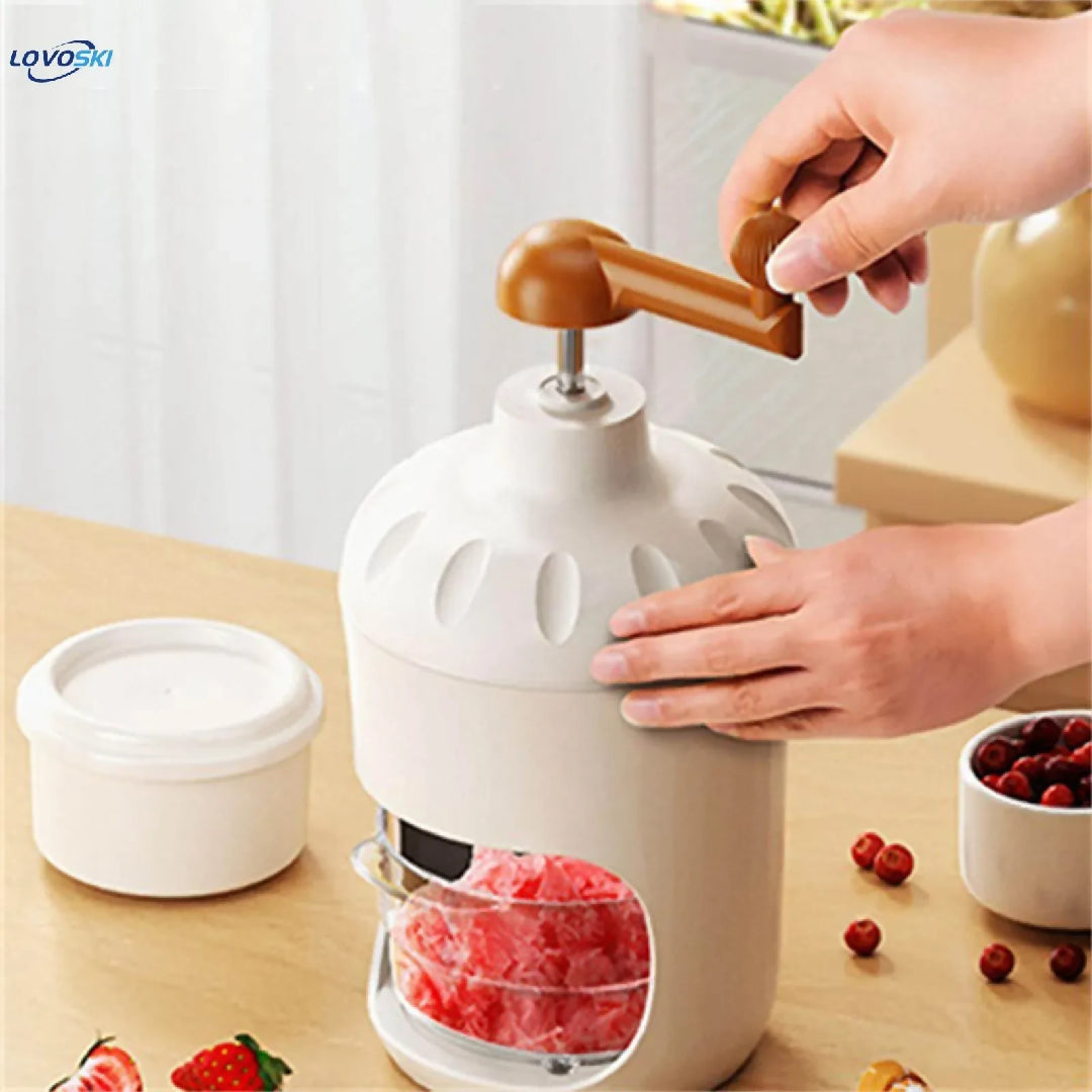 Portable Manual Ice Shaver Machine and Snow Cone Maker - Hand-Crank Slushie Maker with Stainless Steel Blades for Home Kitchen and Camping