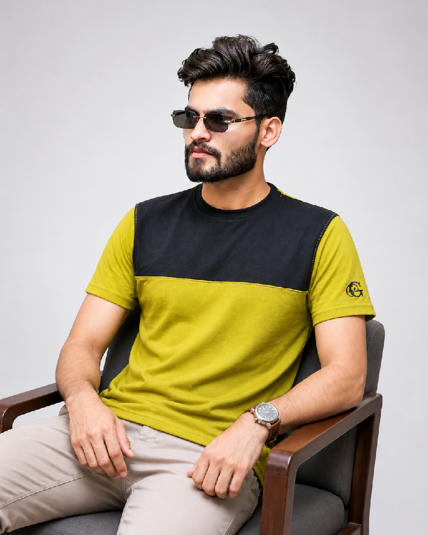 GLO-106 Olive Contrast Tee
