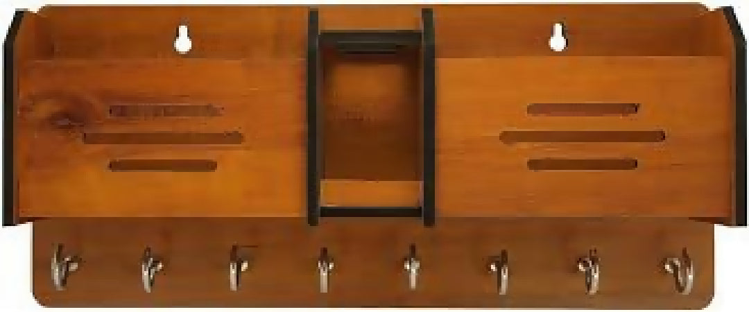 Three Slot Wall-Mounted Wooden Key Holder and Mobile Organizer 1 piece