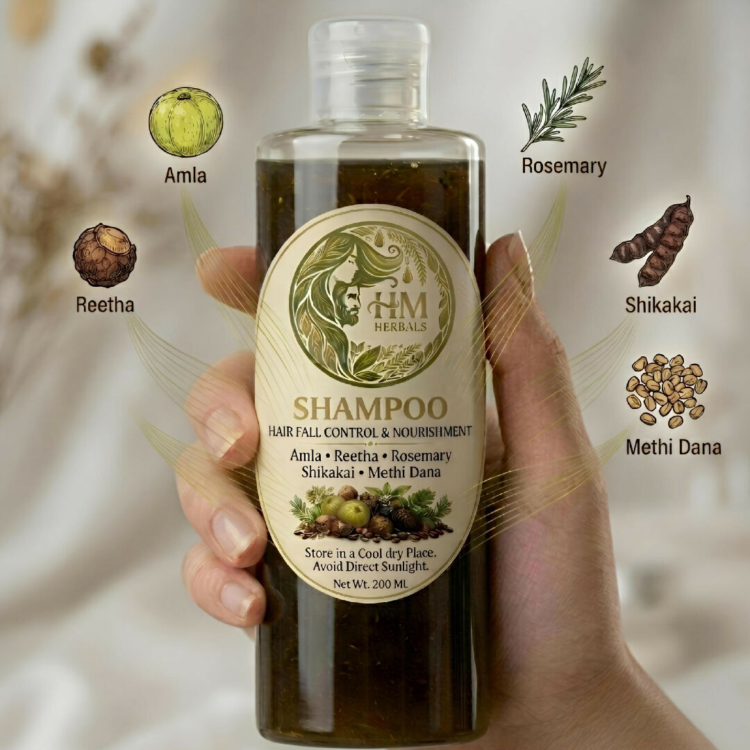 HM Herbals Pure Organic Shampoo Hair Fall Control and Dandruff Solution