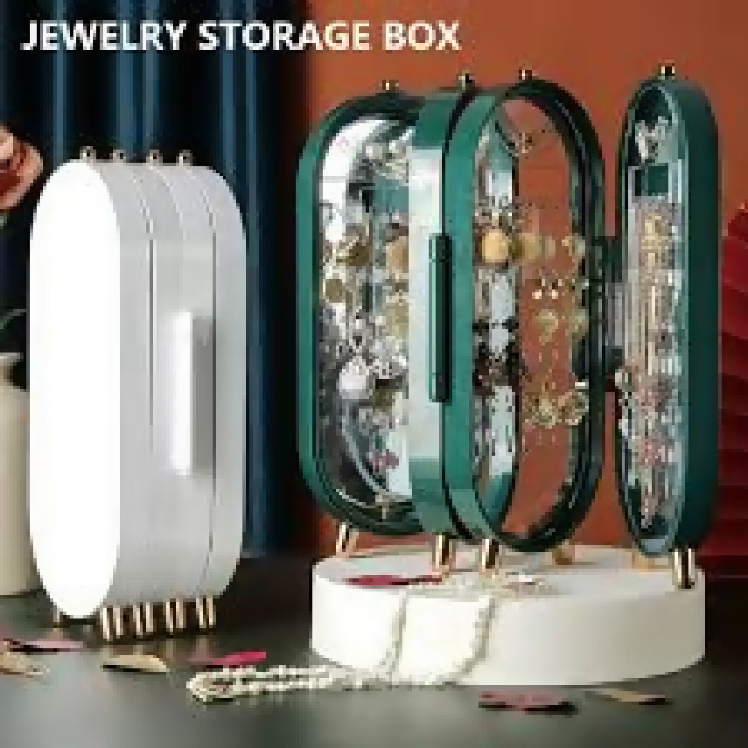 Foldable Jewelry Organizer With Mirror Earrings and Necklace Hanging Holder Beautiful Dustproof Display Jewellery Box