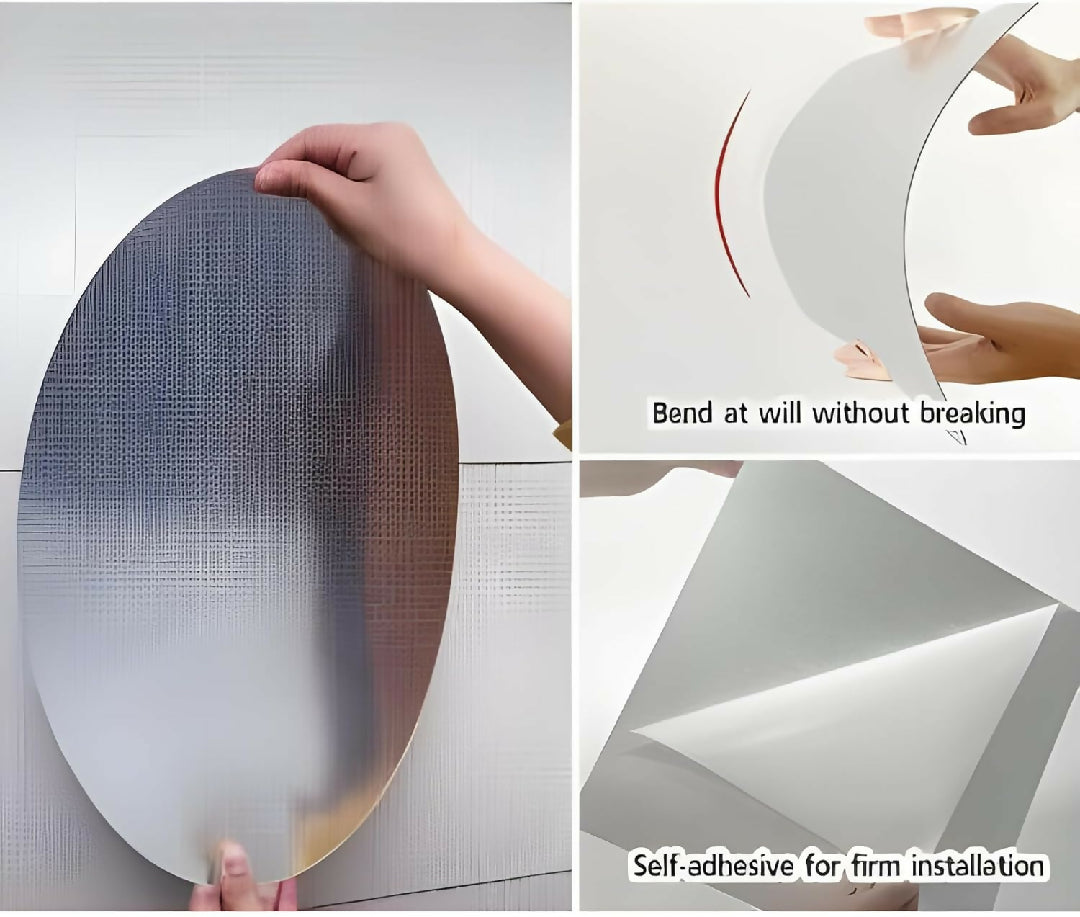 Oval Shape Mirror Wall Sticker Size 11 inch