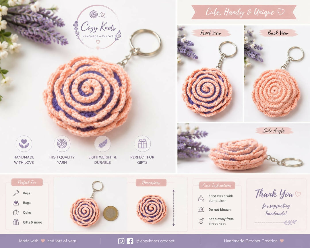 2pcs Mini Crochet Cute Flower Purses Handmade Jewelry Small Bag Drawstring Knitting keychain for Women girls charms Accessories