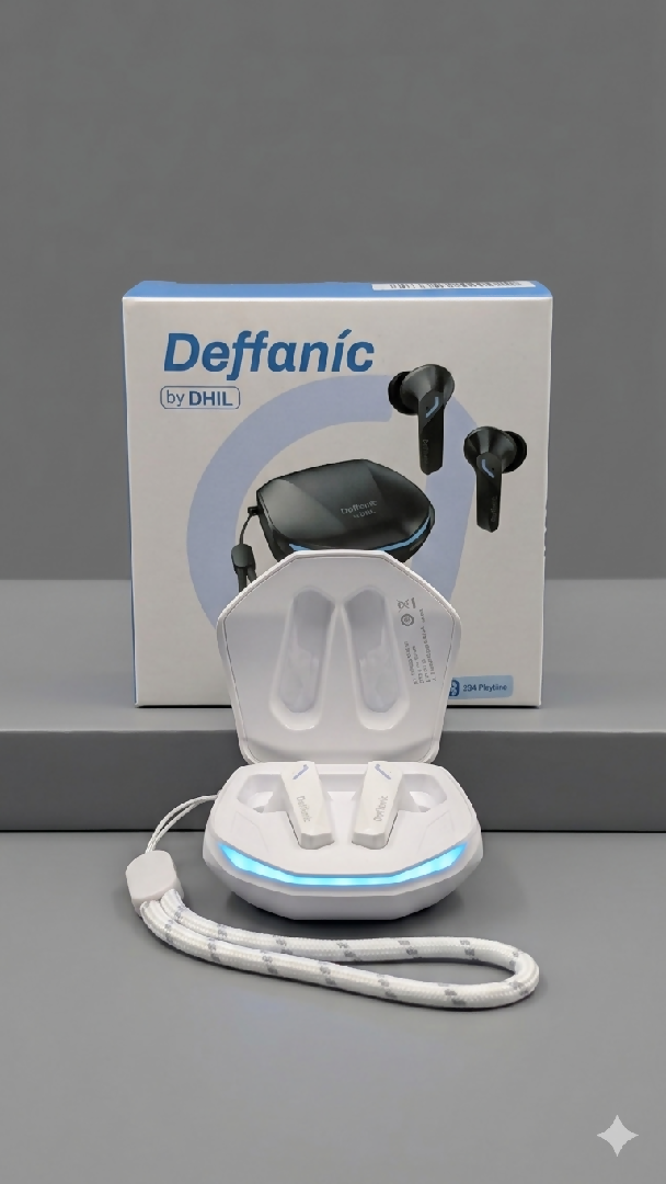 Deffanic by DHIL Wireless Gaming Earbuds Low Latency Bluetooth with RGB LED Charging Case And Lanyard