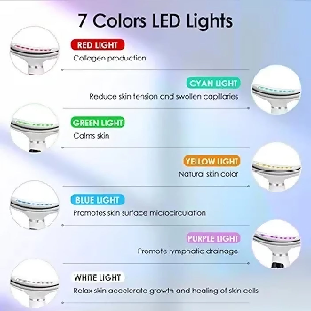 7 Colors LED Lights Face Neck Beauty Device Vibration Massage Improve Neck Lines Home Use Face Lifting Machine 7 Modes 3 Levels