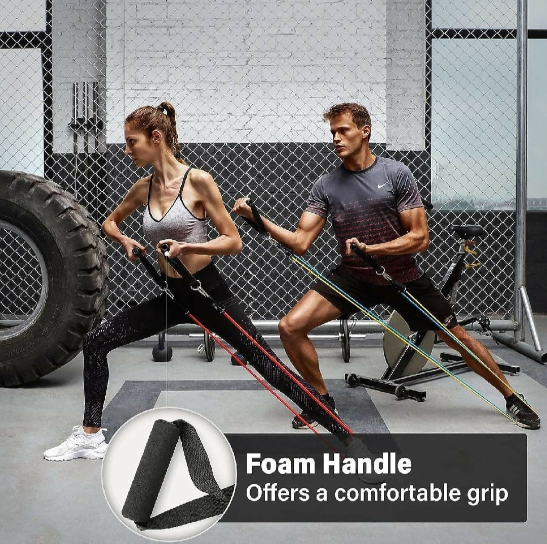 11 Piece Power Resistance Band Set Strength Training Yoga Sports Fitness Band Equipment for Men and Women
