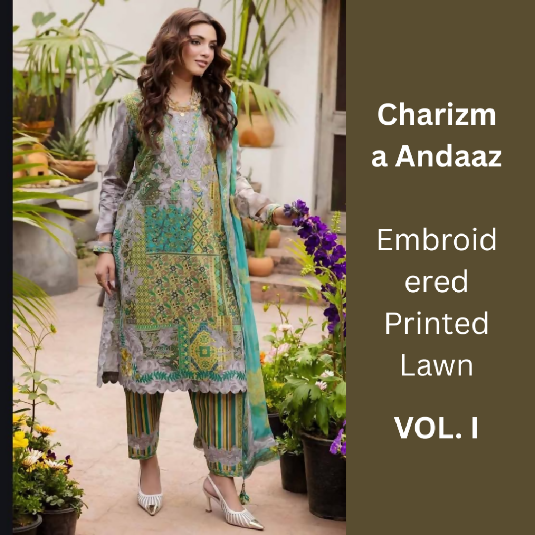 𝐂𝐡𝐚𝐫𝐢𝐳𝐦𝐚 𝐀𝐧𝐝𝐚𝐚𝐳 𝐕𝐨𝐥 𝟏 𝐄𝐦𝐛𝐫𝐨𝐢𝐝𝐞𝐫𝐞𝐝 𝐏𝐫𝐢𝐧𝐭𝐞𝐝 𝐋𝐚𝐰𝐧 𝐒𝐮𝐢𝐭 𝐰𝐢𝐭𝐡 𝐄𝐦𝐛𝐫𝐨𝐢𝐝𝐞𝐫𝐞𝐝 𝐂𝐡𝐢𝐟𝐟𝐨𝐧 𝐃𝐮𝐩𝐚𝐭𝐭𝐚 (𝟑-𝐏𝐢𝐞𝐜𝐞)