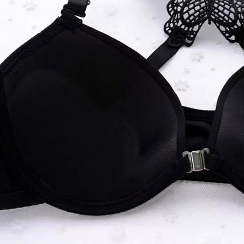 Elegant Butterfly Back Front-Closure Push-Up Bra & Panty Set