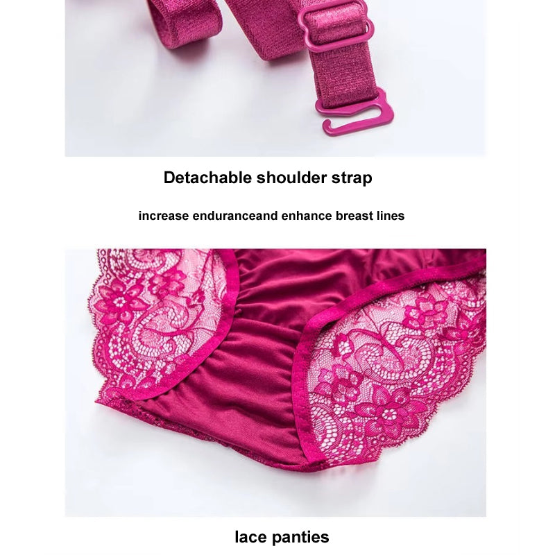 Elegant Butterfly Back Front-Closure Push-Up Bra & Panty Set