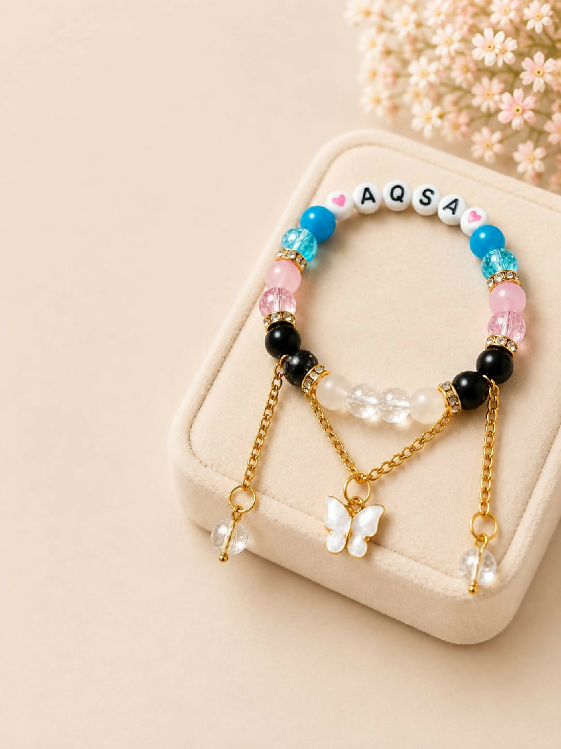 Personalized Custom Name Beaded Bracelet for Women Handmade Letter Bead Bracelet Unique Gift for Mom Sister Wife Best Friend