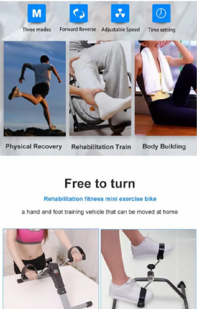Folding Pedal Exerciser Mini Exercise Bike Under Desk Bike Foot Pedal Exerciser Foot Hand Cycle Portable Peddler Machine Bicycle Exerciser Arm Leg Exerciser while Sitting