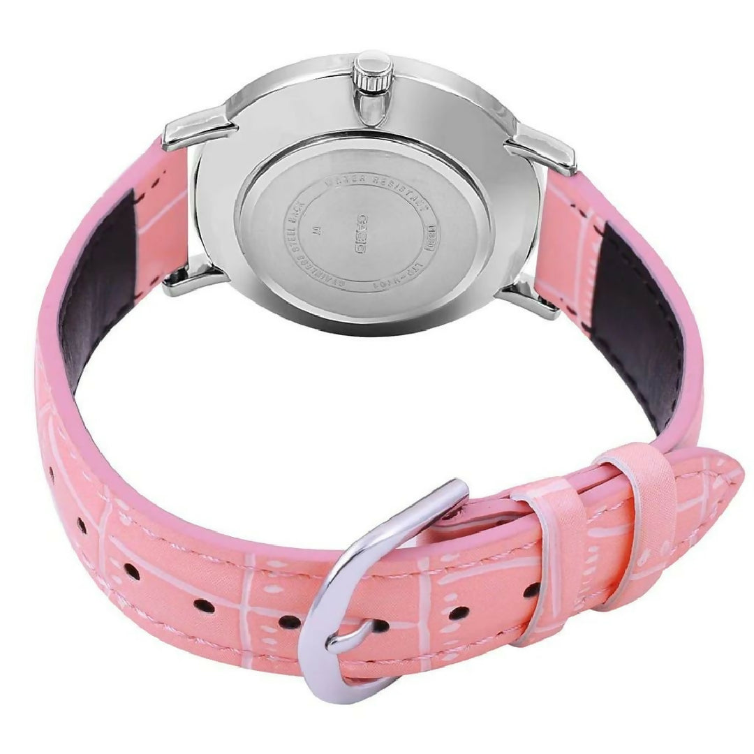 Casio Women Elegant Watch Rose Golden Dial with Stylish Pink Leather Strap Water Resistant Classic Ladies Wrist Watch for Girls Daily Wear Party Office Fashion Trendy Design