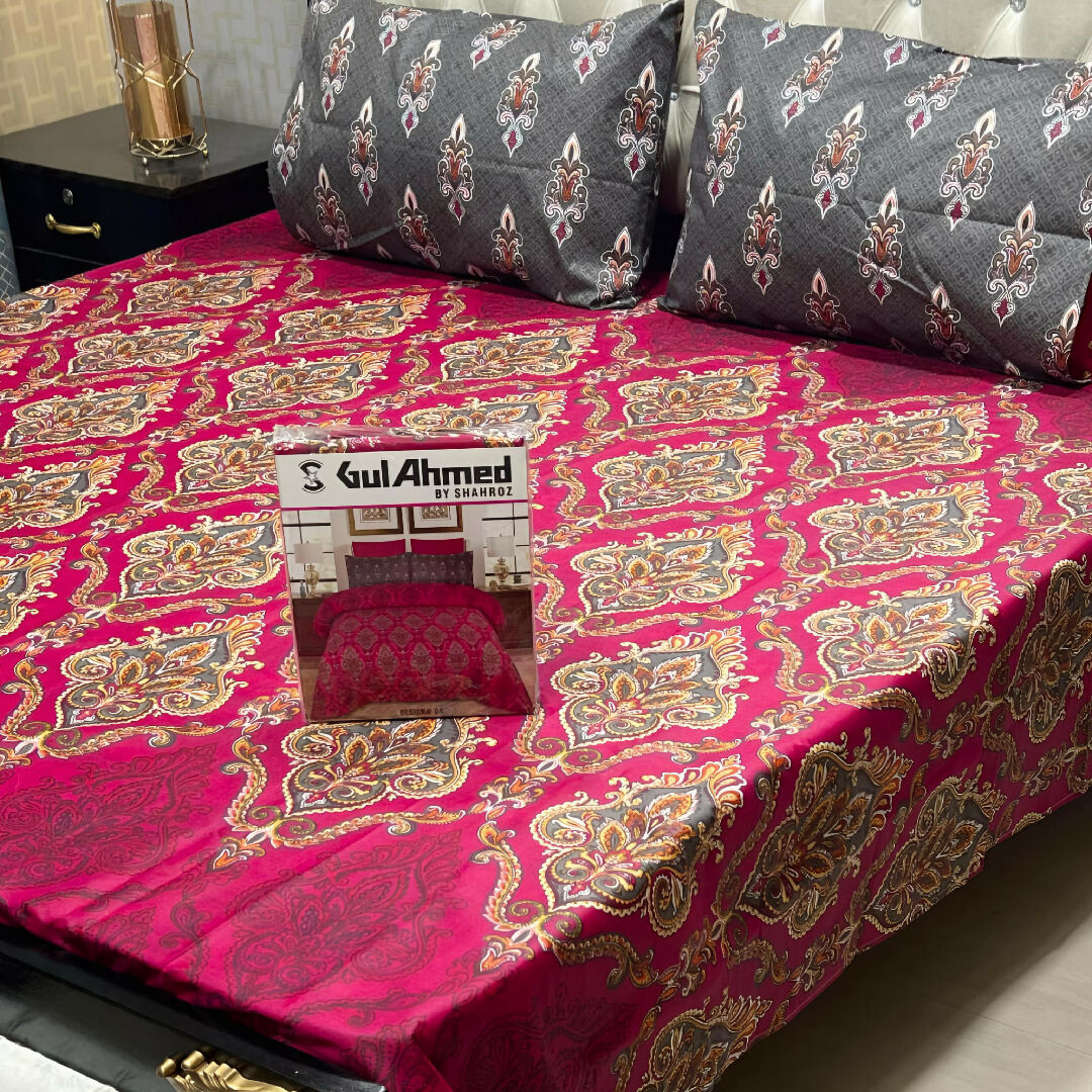 Premium Cotton Salonica Printed King Size Double Bed Sheet with 2 Pillow Covers for Gifting and Home Use